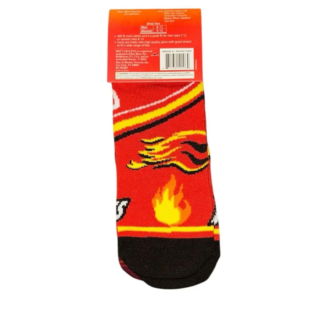 4x Hot Tamales Novelty Fun Crew Socks One Size 3-2Pair Low Cut and 1-1Pair Crew